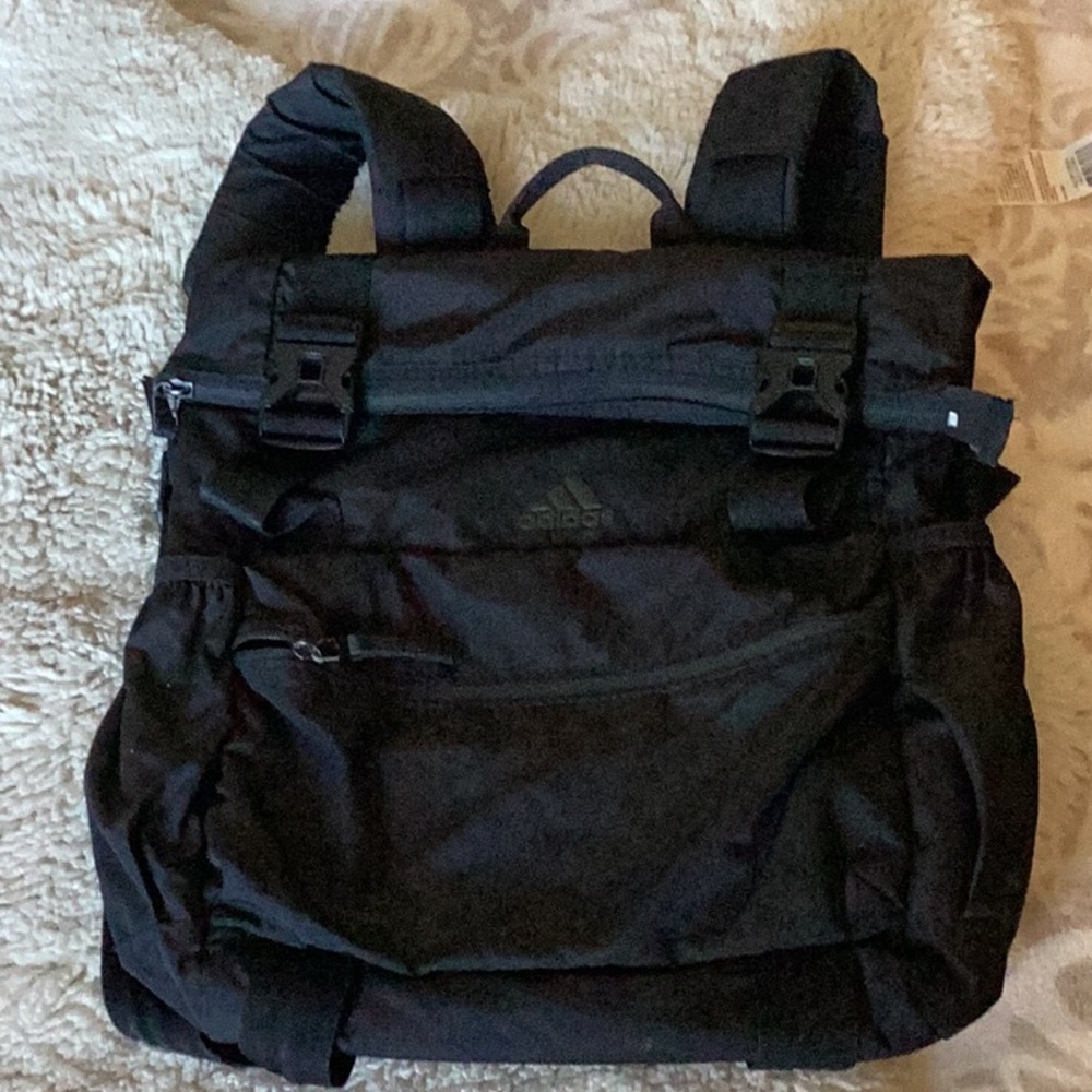 Adidas Black Roll Top Backpack EUC